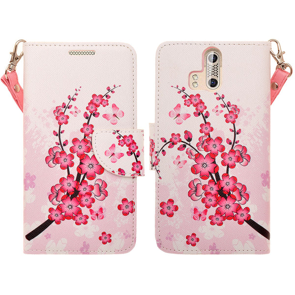 ZTE Axon Pro leather wallet case - cherry blossom - www.coverlabusa.com