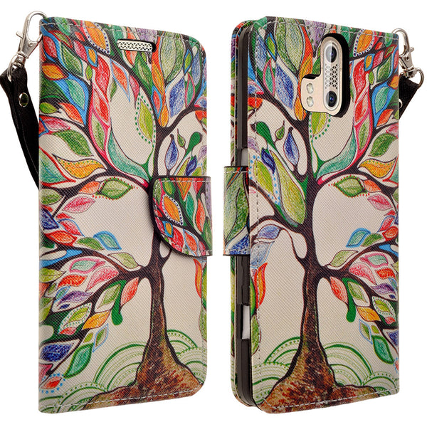 ZTE Axon Pro leather wallet case - colorful tree - www.coverlabusa.com
