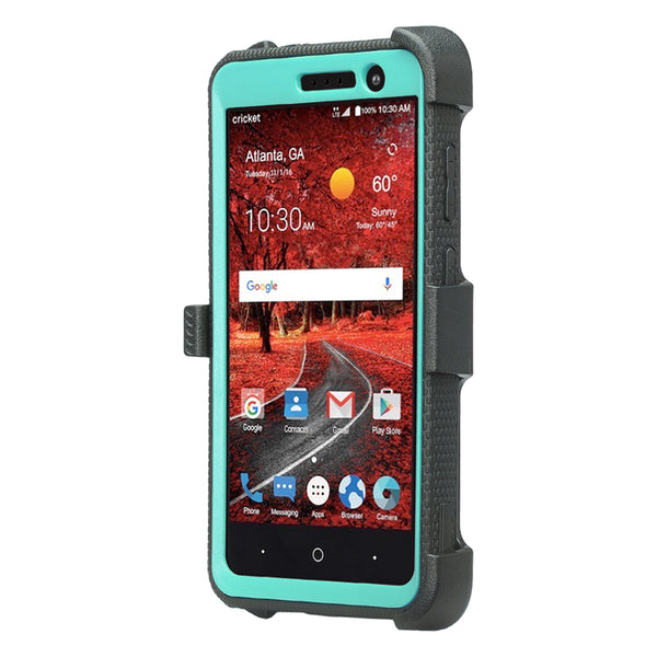 zte grand x4 holster case built in screen protector - teal - www.coverlabusa.com