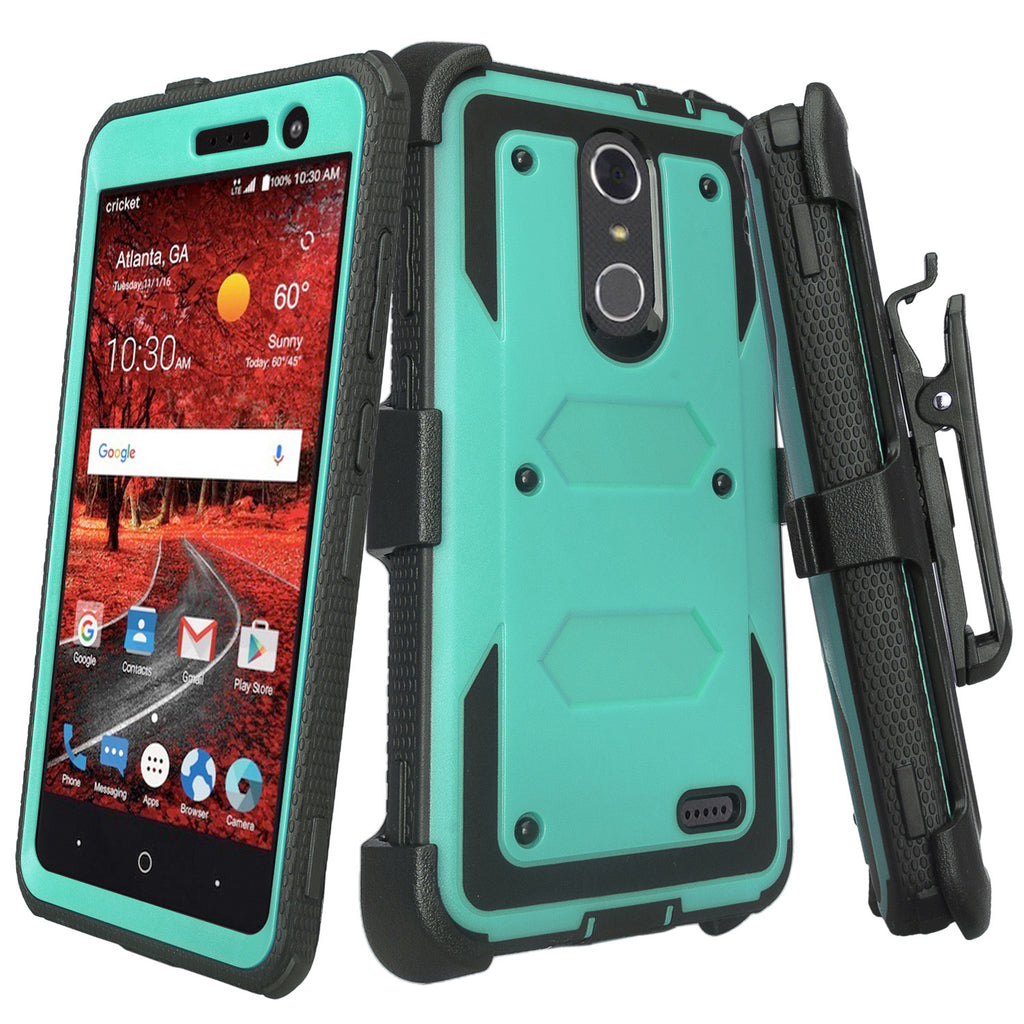 zte grand x4 holster case built in screen protector - teal - www.coverlabusa.com