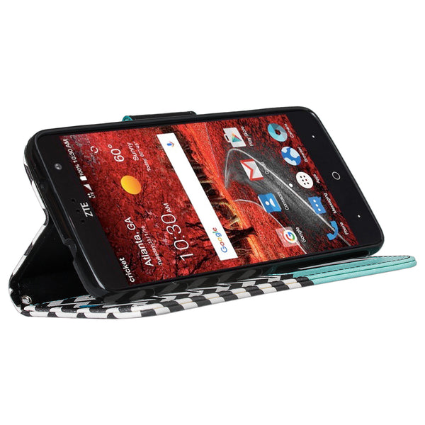 zte grand x4 teal anchor wallet case - www.coverlabusa.com