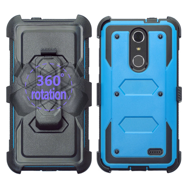 zte grand x4 holster case built in screen protector - blue - www.coverlabusa.com