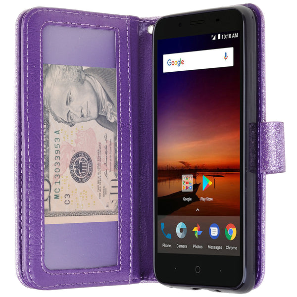 ZTE Tempo X Glitter Wallet Case - Purple - www.coverlabusa.com