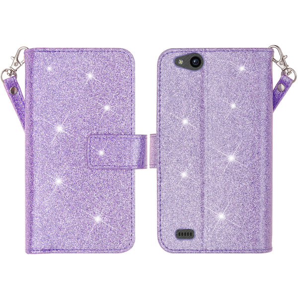 ZTE Tempo X Glitter Wallet Case - Purple - www.coverlabusa.com