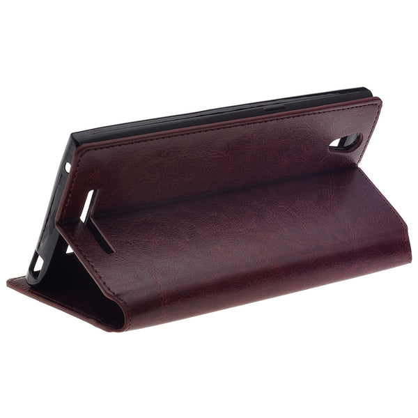 ZTE ZMAX leather wallet case - brown - www.coverlabusa.com