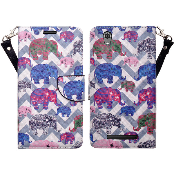 ZTE ZMAX leather wallet case - the elephant family- www.coverlabusa.com
