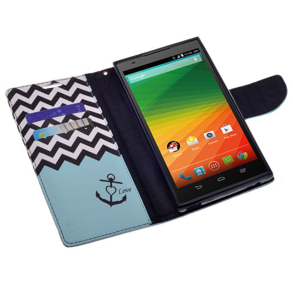 ZTE ZMAX leather wallet case - teal anchor - www.coverlabusa.com