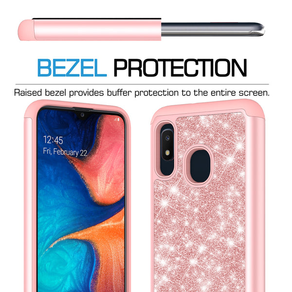 samsung galaxy a10e glitter hybrid case - rose gold - www.coverlabusa.com