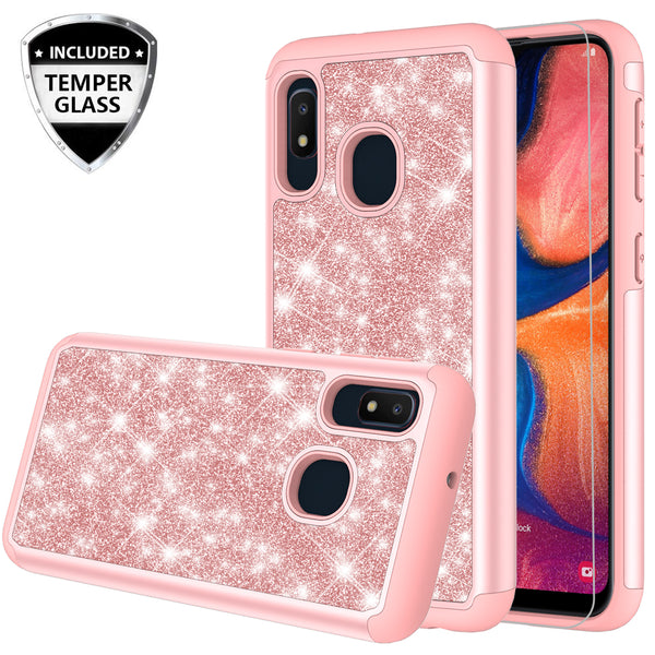 samsung galaxy a10e glitter hybrid case - rose gold - www.coverlabusa.com