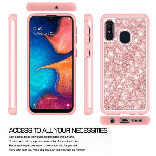 samsung galaxy a10e glitter hybrid case - rose gold - www.coverlabusa.com