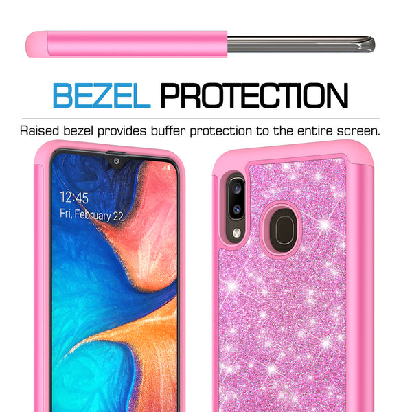 samsung galaxy a20 glitter hybrid case - hot pink - www.coverlabusa.com