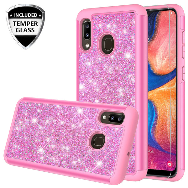 samsung galaxy a20 glitter hybrid case - hot pink - www.coverlabusa.com