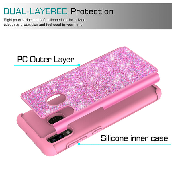 samsung galaxy a20 glitter hybrid case - hot pink - www.coverlabusa.com