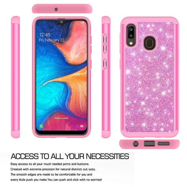 samsung galaxy a20 glitter hybrid case - hot pink - www.coverlabusa.com