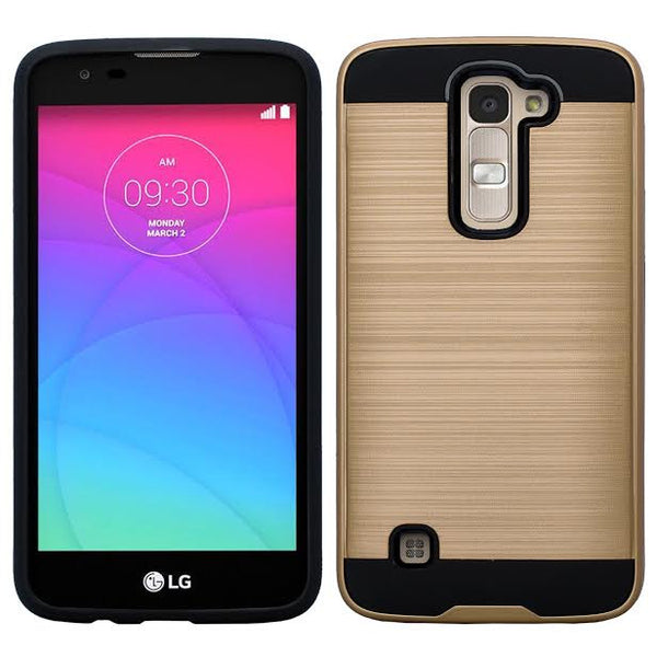 LG K10 / LG Premier LTE Case, Protective Hybrid, brush gold WWW.COVERLABUSA.COM