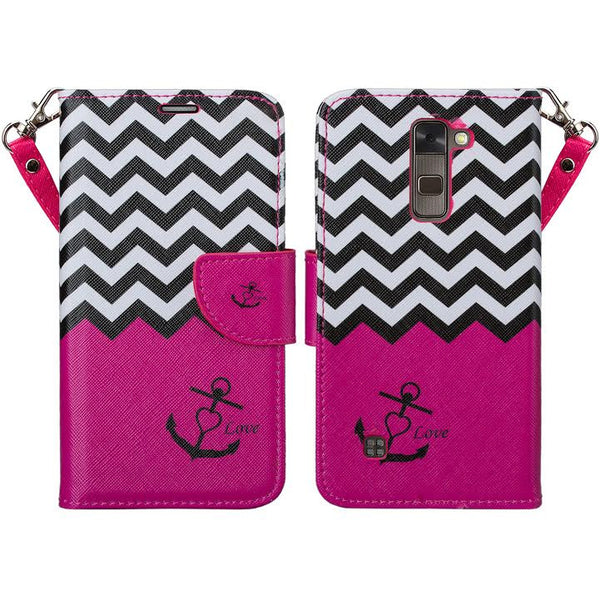 LG Stylo 2 Case, Stylo 2 V, Stylo 2 Plus Wallet Case - hot pink anchor - www.coverlabusa.com