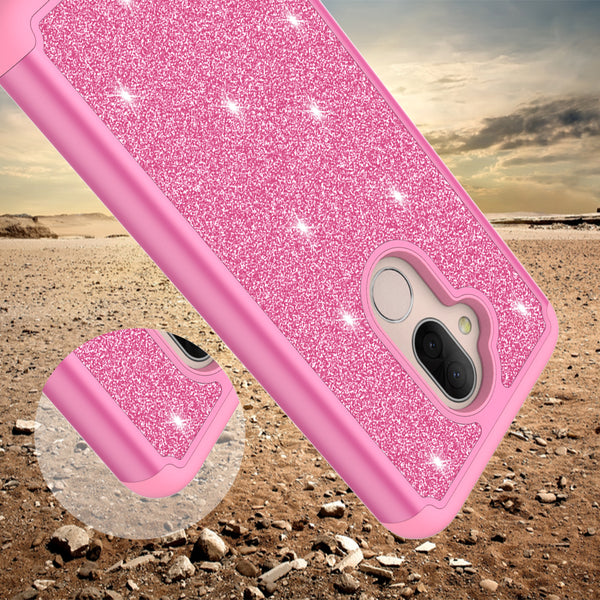 Alcatel Revvl 2 Plus Glitter Hybrid Case - Hot Pink - www.coverlabusa.com