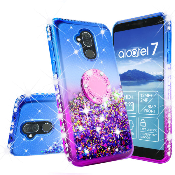 glitter ring phone case for Alcatel 7 - blue gradient - www.coverlabusa.com 