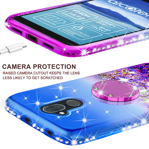 glitter ring phone case for Alcatel 7 - blue gradient - www.coverlabusa.com 