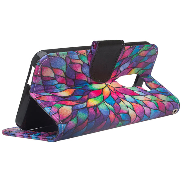 Alcatel A30 Plus Wallet Case - Rainbow Flower - www.coverlabusa.com