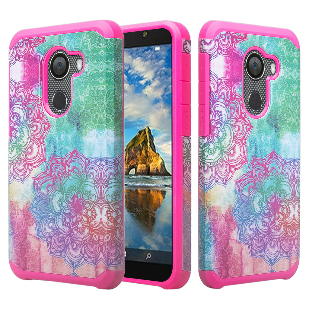 alcatel a30 plus hybrid case - teal flower - www.coverlabusa.com