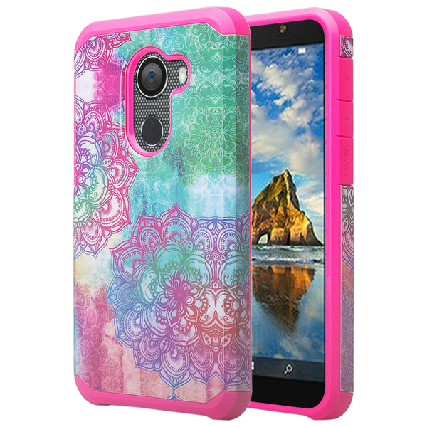 alcatel a30 plus hybrid case - teal flower - www.coverlabusa.com