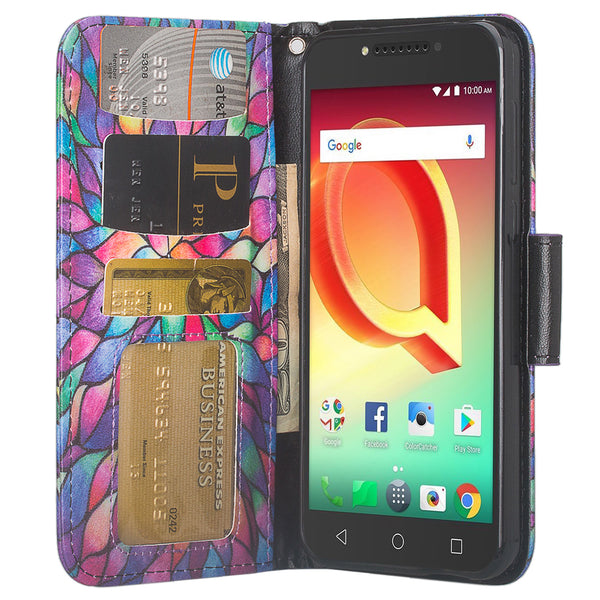 Alcatel A30 Plus Wallet Case - Rainbow Flower - www.coverlabusa.com