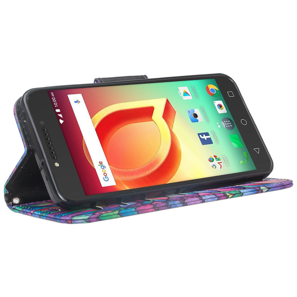 Alcatel A30 Plus Wallet Case - Rainbow Flower - www.coverlabusa.com