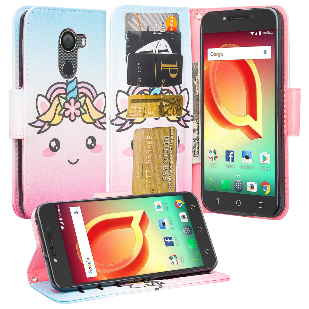 Alcatel A30 Plus Wallet Case - White Unicorn - www.coverlabusa.com