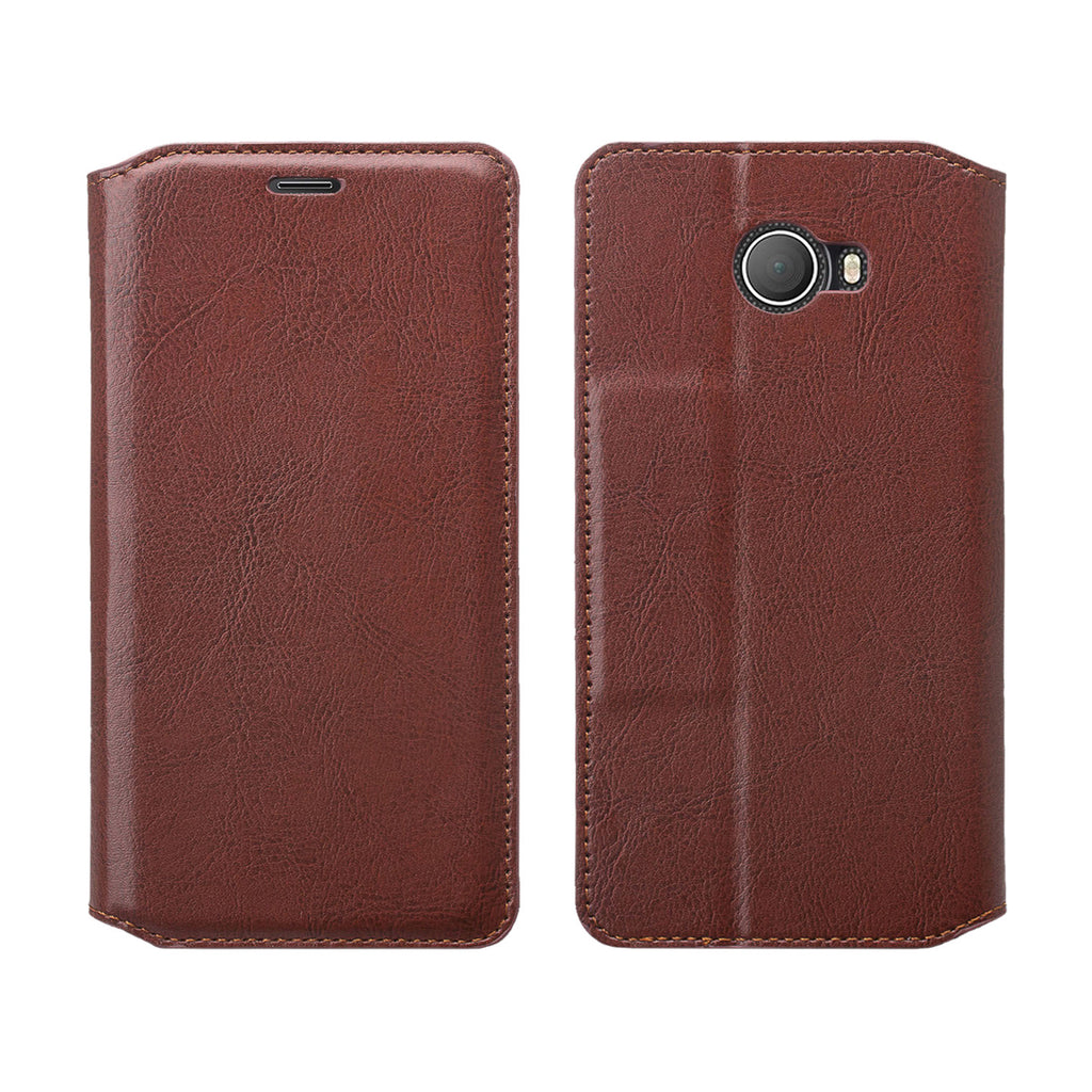 Jitterbug Smart 2 Smart2 Case, Magnetic Flip Fold Kickstand Leather Wallet Cover with ID & Credit Card Slots - Brown - www.coverlabusa.com