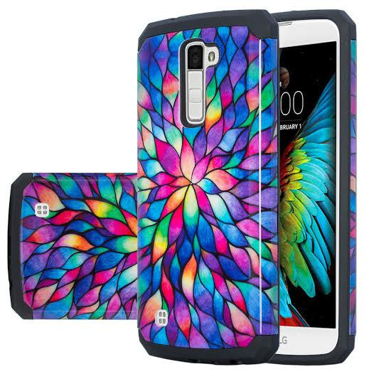 LG K7 / Tribute 5 / Treasure Case, Protective Hybrid, rainbow flower WWW.COVERLABUSA.COM