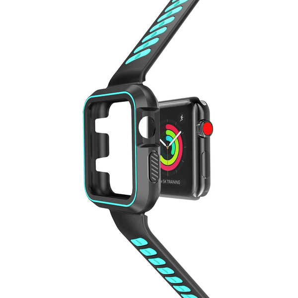 Nylon Sport Loop Replacement Strap for iWatch Apple Watch Series 3,Series 2, Series1,Hermes,Nike+- black+teal - www.coverlabusa.com
