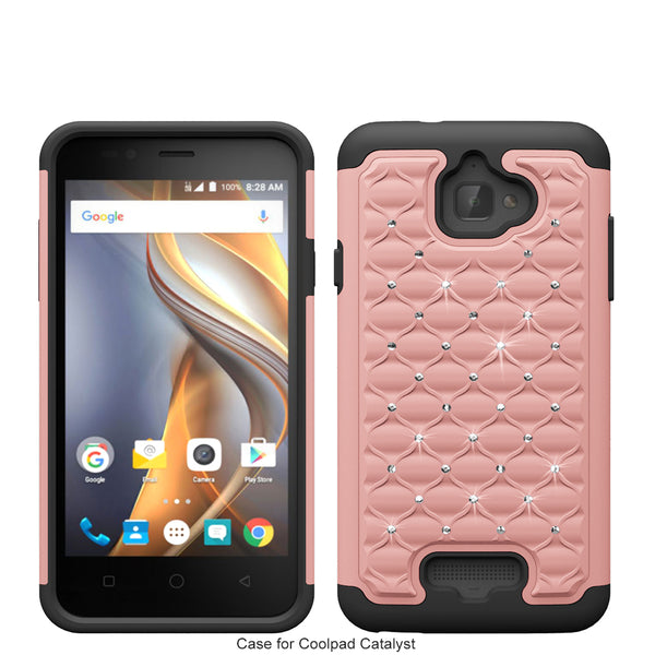 coolpad catalyst case cover - rhinestone rose gold/black - www.coverlabusa.com