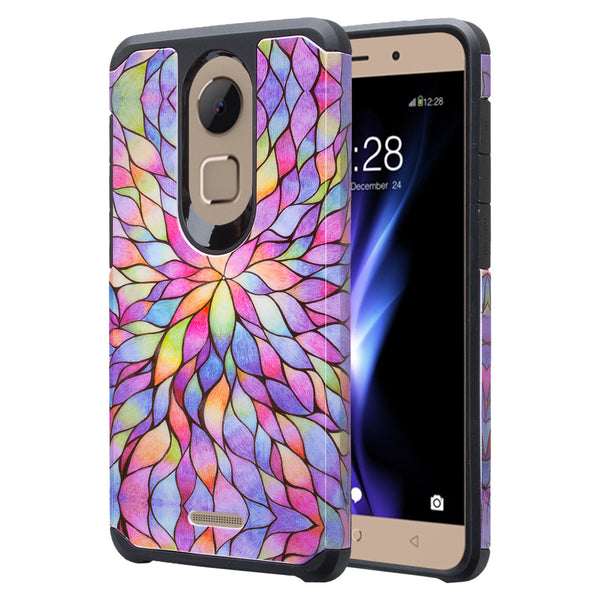 coolpad revvl plus hybrid case - rainbow flower - www.coverlabusa.com