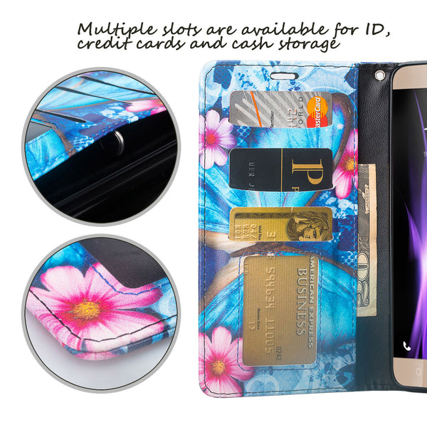 Coolpad REVVL Plus Wallet Case - Blue Butterfly - www.coverlabusa.com