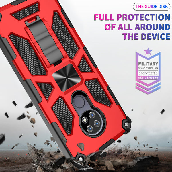 ring car mount kickstand hyhrid phone case for cricket ovation - red - www.coverlabusa.com