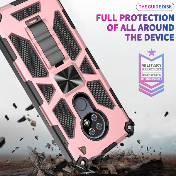 ring car mount kickstand hyhrid phone case for cricket ovation - rose gold - www.coverlabusa.com