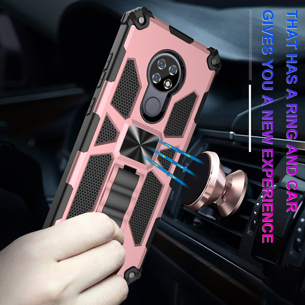 ring car mount kickstand hyhrid phone case for cricket ovation - rose gold - www.coverlabusa.com