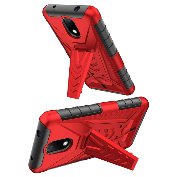 holster kickstand hyhrid phone case for cricket debut - red - www.coverlabusa.com