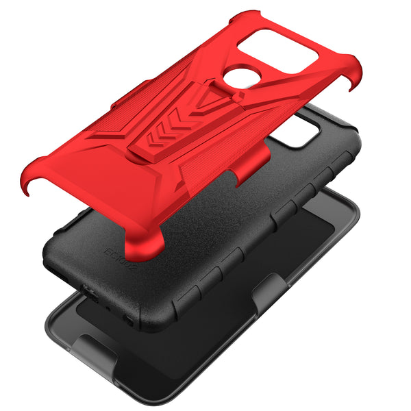 holster kickstand hyhrid phone case for cricket ovation 2 - red - www.coverlabusa.com