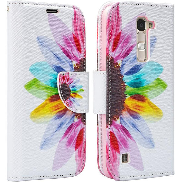 LG K7 / Tribute 5 / Treasure Wallet Case, Wrist Strap [Kickstand] Pu Leather Wallet Case with ID & Credit Card Slots - SUN FLOWER www.coverlabusa.com