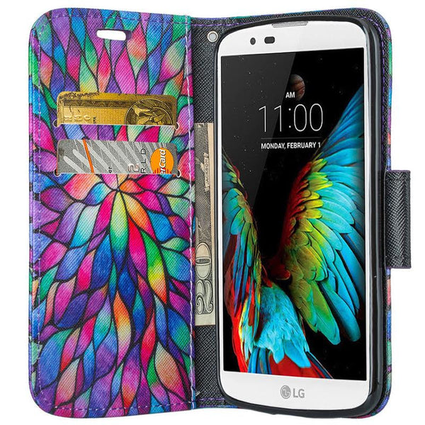 LG K10 Case / LG Premier LTE Wallet Case - rainbow flower - www.coverlabusa.com