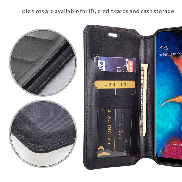 samsung galaxy a20 wallet case - black - www.coverlabusa.com