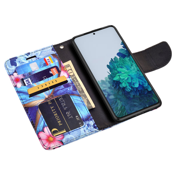 samsung galaxy s21 plus wallet case - blue butterfly - www.coverlabusa.com