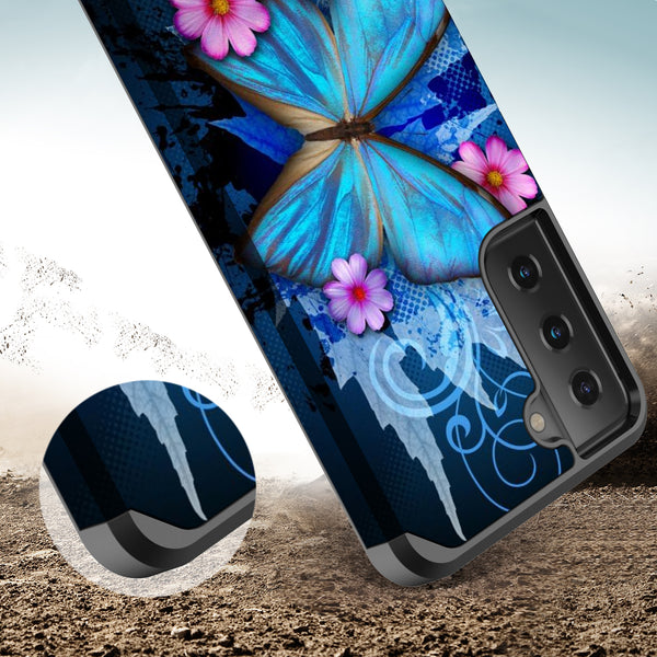 samsung galaxy s21 plus hybrid case - blue butterfly - www.coverlabusa.com