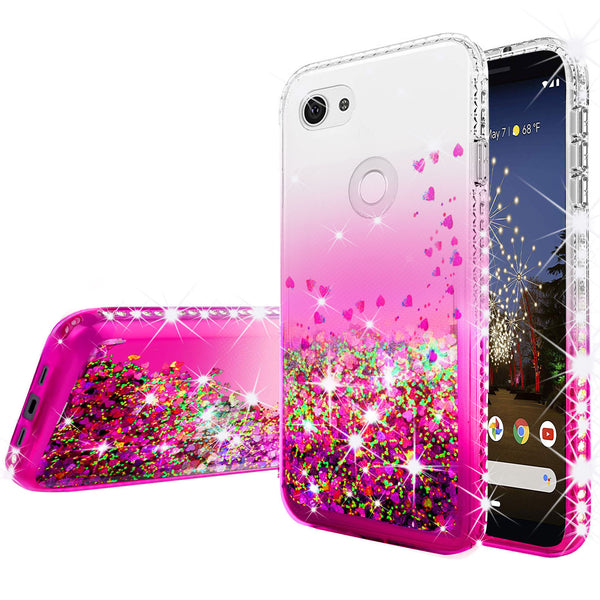 clear liquid phone case for google pixel 3a xl - hot pink - www.coverlabusa.com