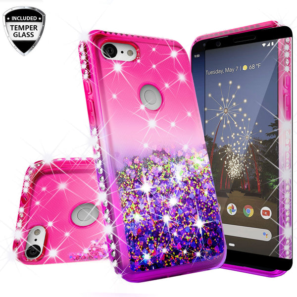 glitter phone case for google pixel 3a xl - hot pink/purple gradient - www.coverlabusa.com 