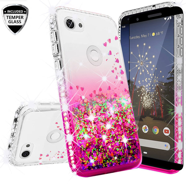 clear liquid phone case for google pixel 3a - hot pink - www.coverlabusa.com