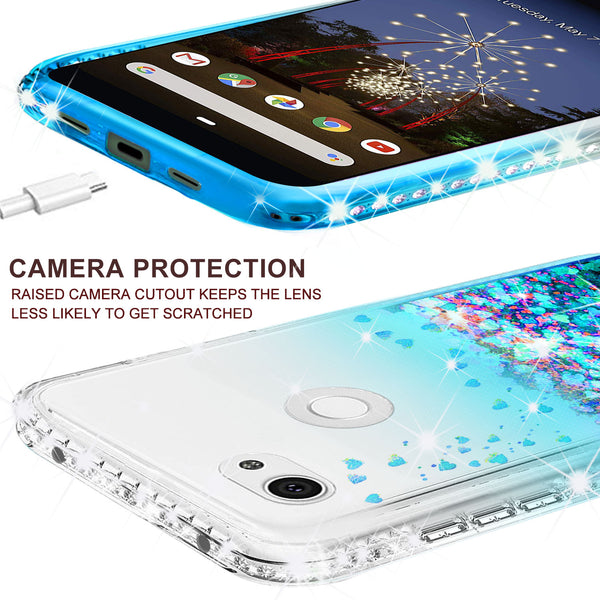 clear liquid phone case for google pixel 3a - teal - www.coverlabusa.com