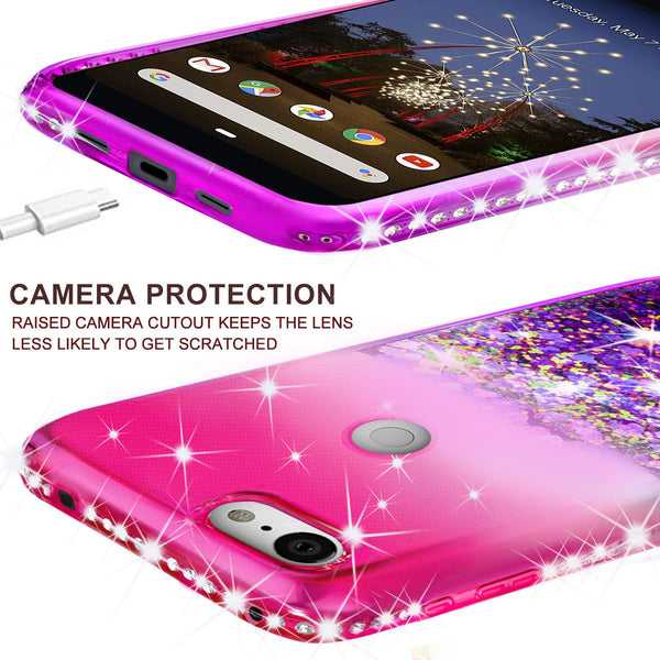 glitter phone case for google pixel 3a xl - hot pink/purple gradient - www.coverlabusa.com 